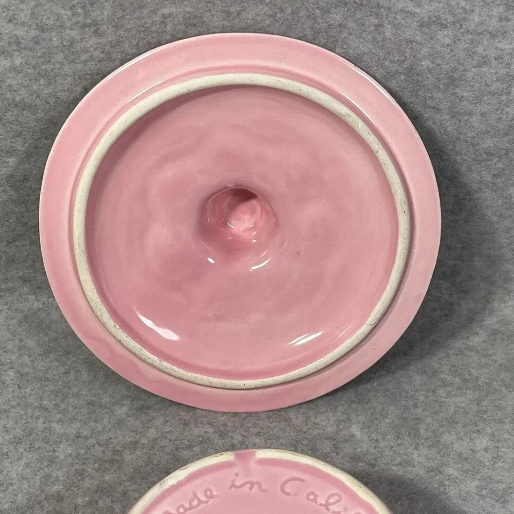 Vintage California Pottery‎ Pink Covered Dish 106  Mid Century Made in USA 1960s